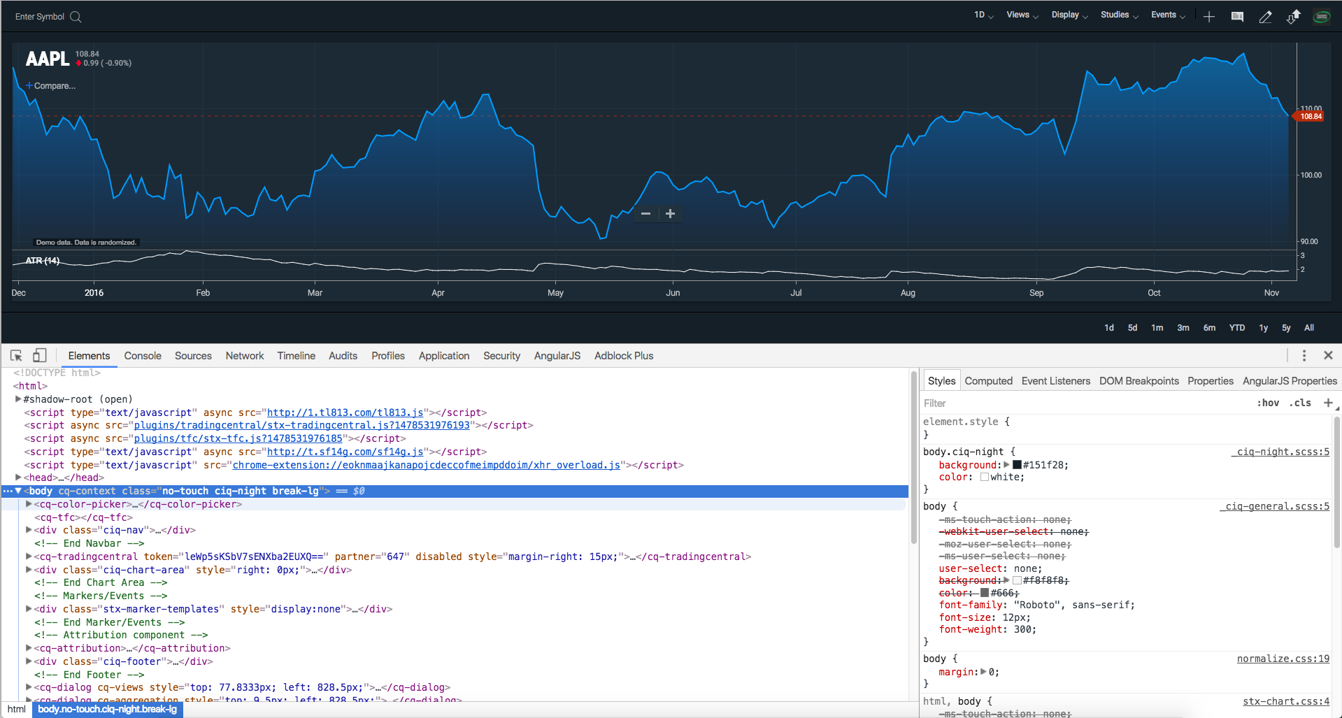 SCREENSHOT OF CHANGING A CSS PROPERTY, AND THE RESULT