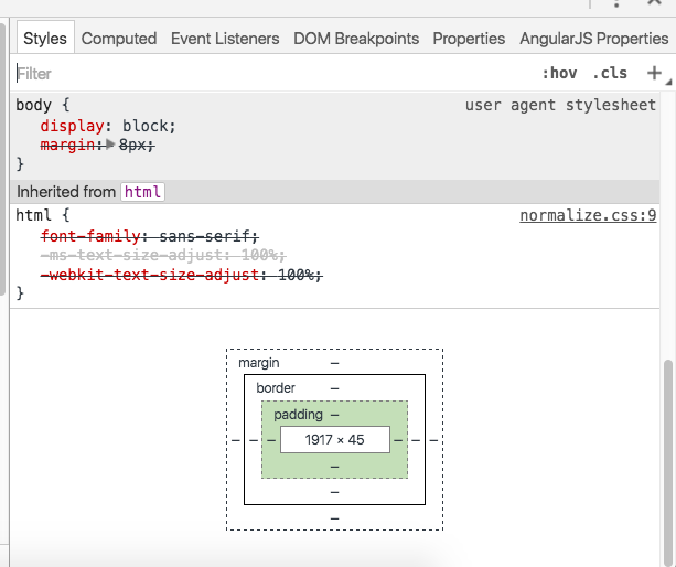 SCREENSHOT OF MARGINS AND PADDING